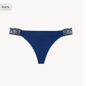 La Perla LACY TOUCH Lace thong in blue and black